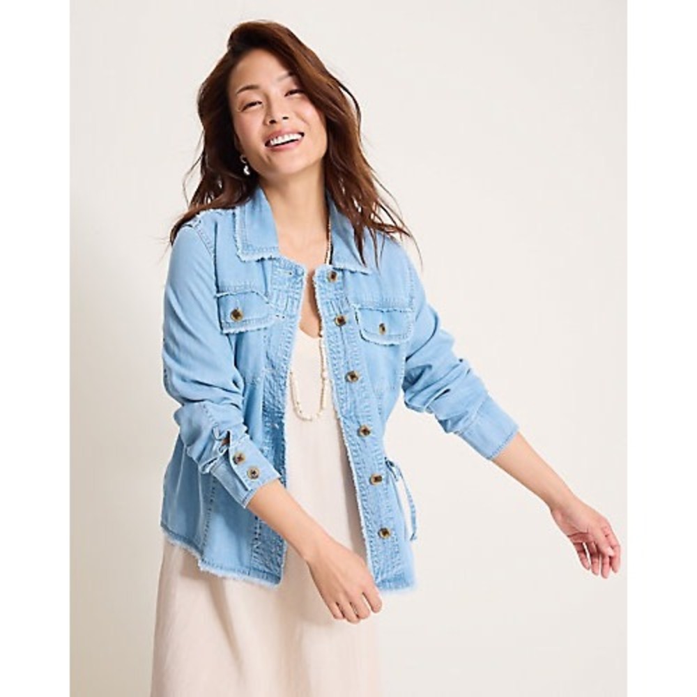 NWT Tommy Bahama Chambray O'Lei Linen Blend Utility Jacket Size Medium
